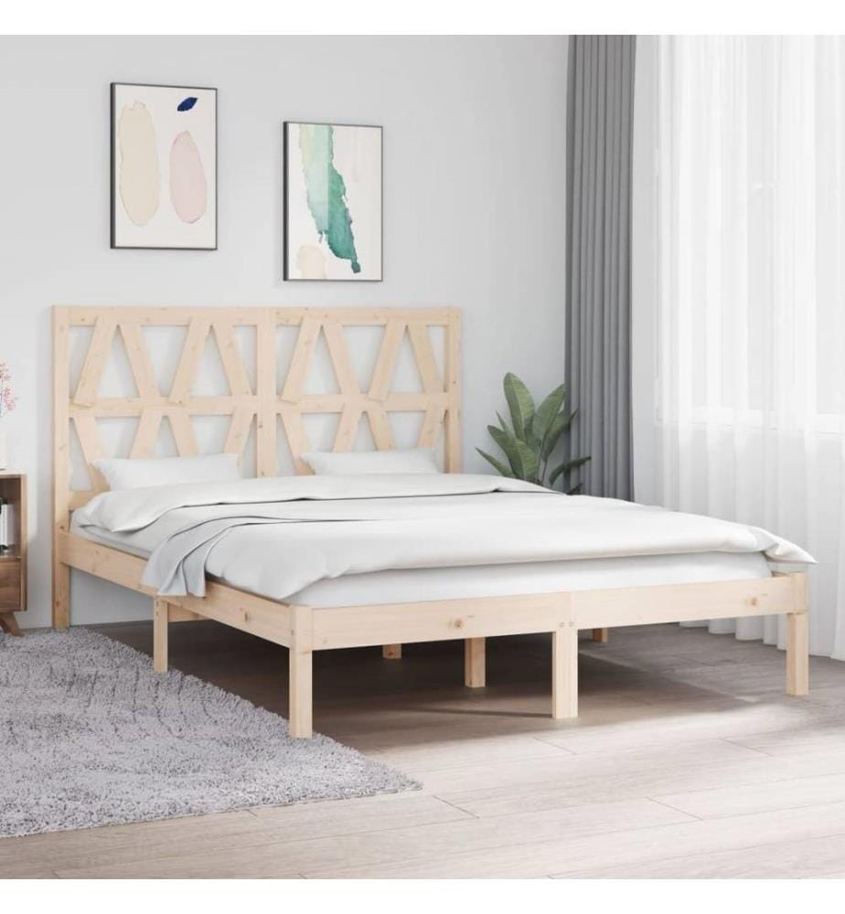 Cadre de lit bois de pin massif 135x190 cm double
