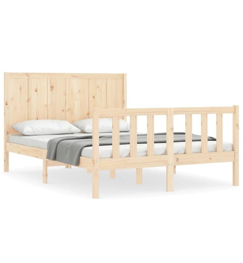 Cadre de lit avec tête de lit 140x200 cm bois massif