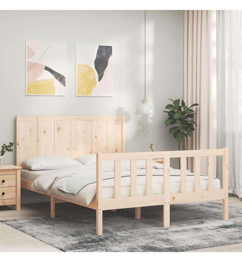 Cadre de lit avec tête de lit 140x200 cm bois massif