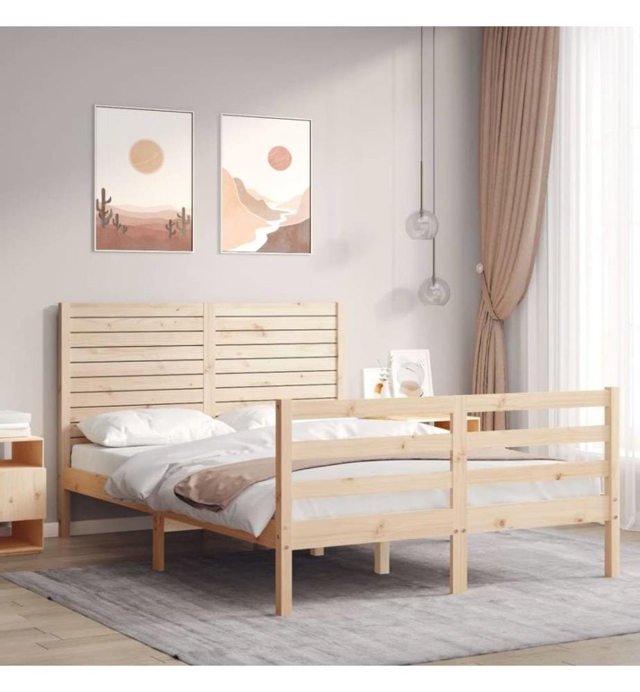 Massivholzbett mit Kopfteil 140x200 cm
