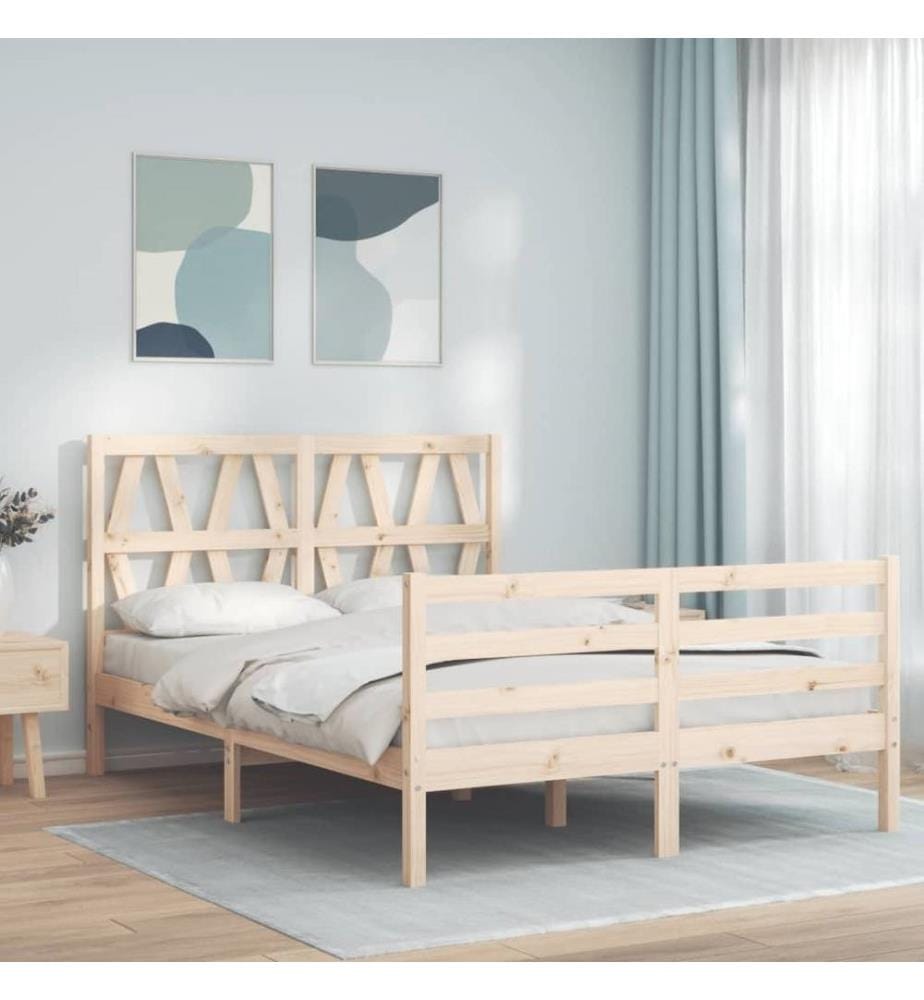 Cadre de lit avec tête de lit 140x190 cm bois massif