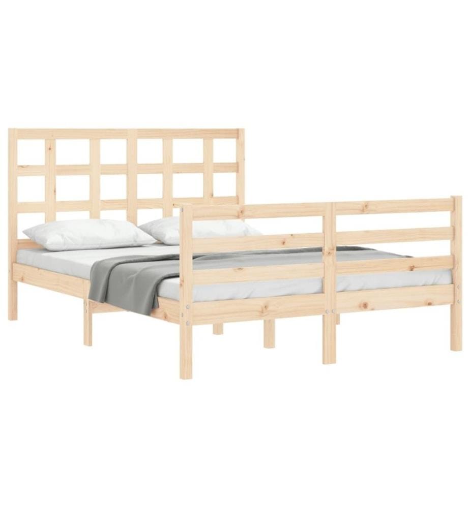 Cadre de lit avec tête de lit 140x190 cm bois massif