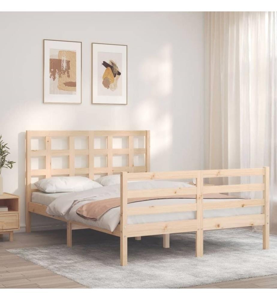 Cadre de lit avec tête de lit 140x190 cm bois massif