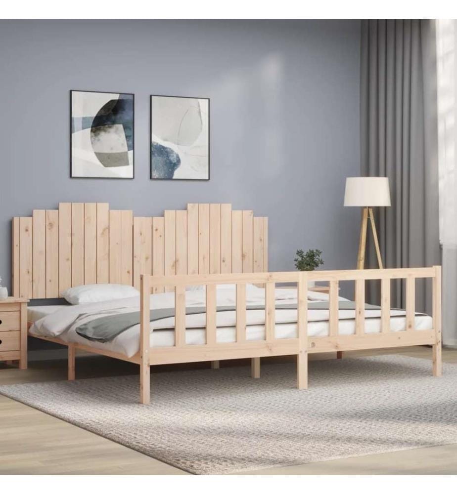 Cadre de lit avec tête de lit 200x200 cm bois massif