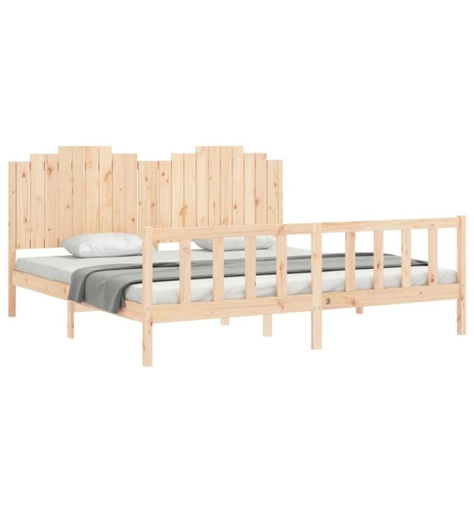 Cadre de lit avec tête de lit 200x200 cm bois massif