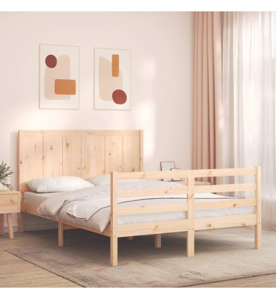 Cadre de lit avec tête de lit 140x200 cm bois massif
