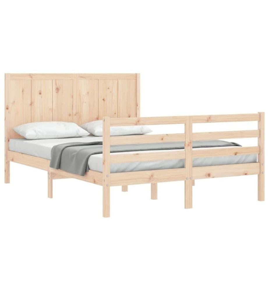 Cadre de lit avec tête de lit 140x200 cm bois massif