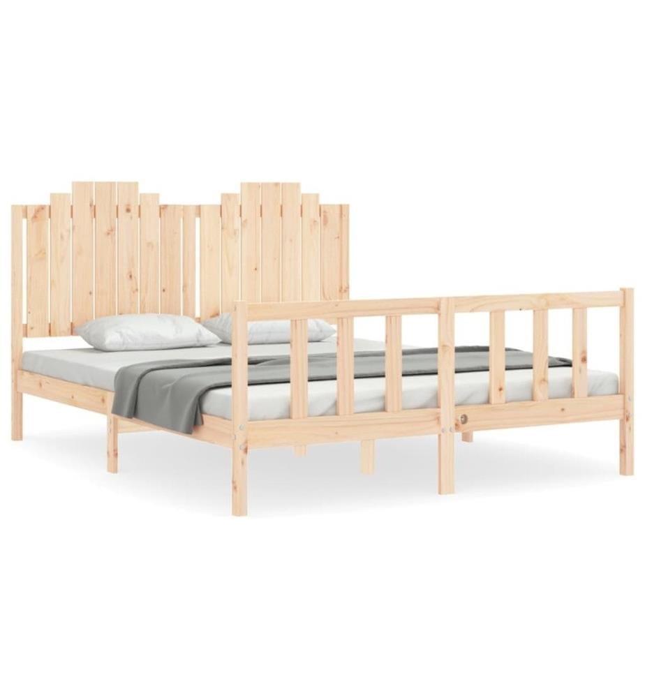 Cadre de lit avec tête de lit 160x200 cm bois massif