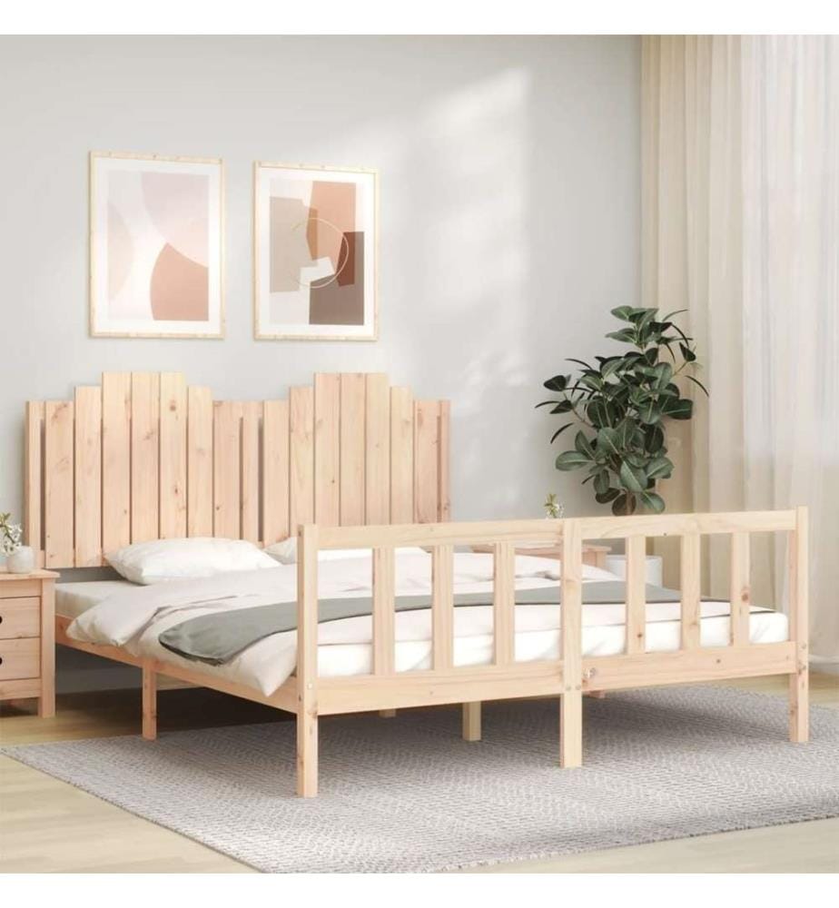 Cadre de lit avec tête de lit 160x200 cm bois massif