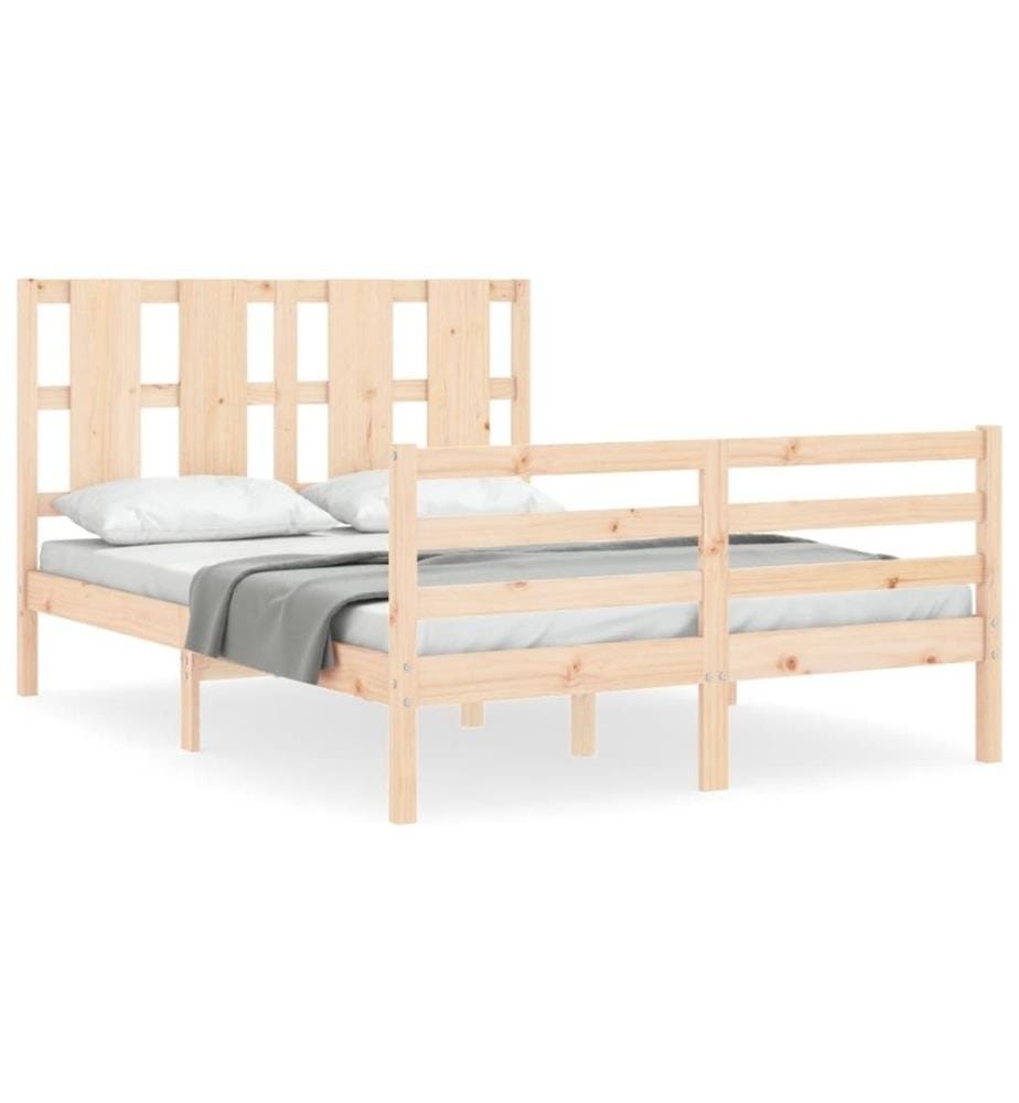 Cadre de lit avec tête de lit 140x190 cm bois massif