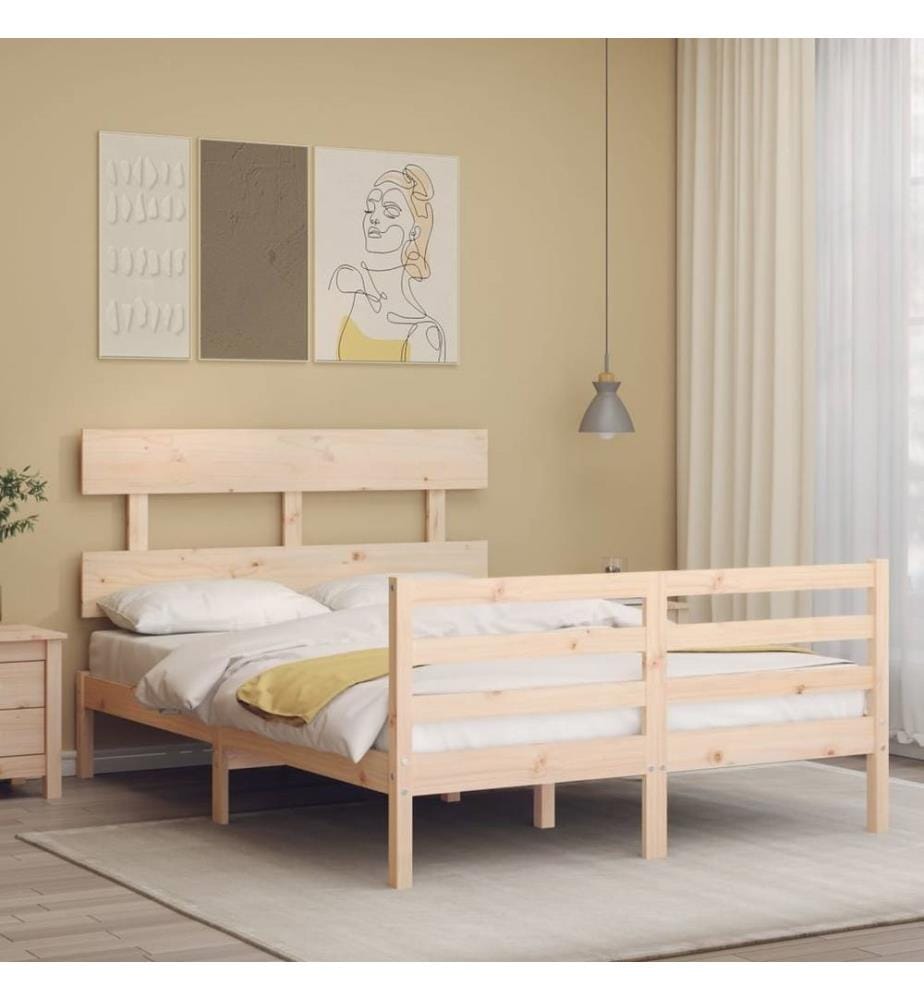 Cadre de lit avec tête de lit 140x190 cm bois massif