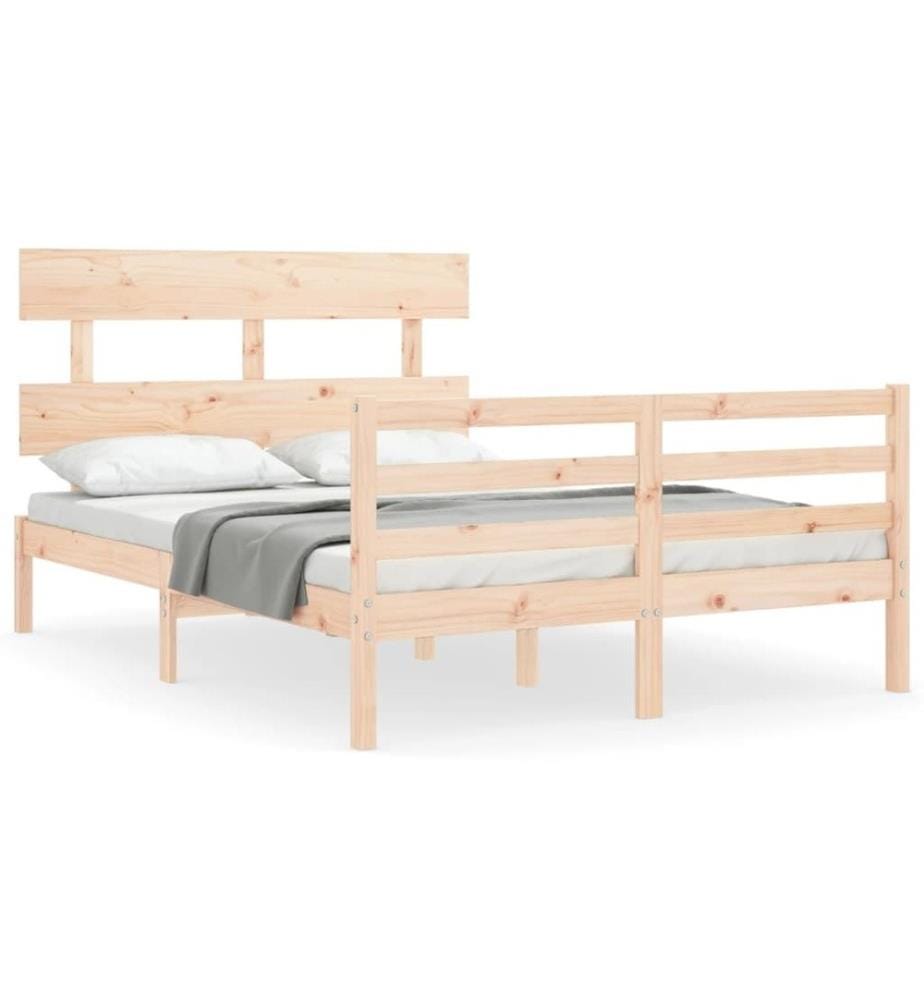 Cadre de lit avec tête de lit 140x190 cm bois massif