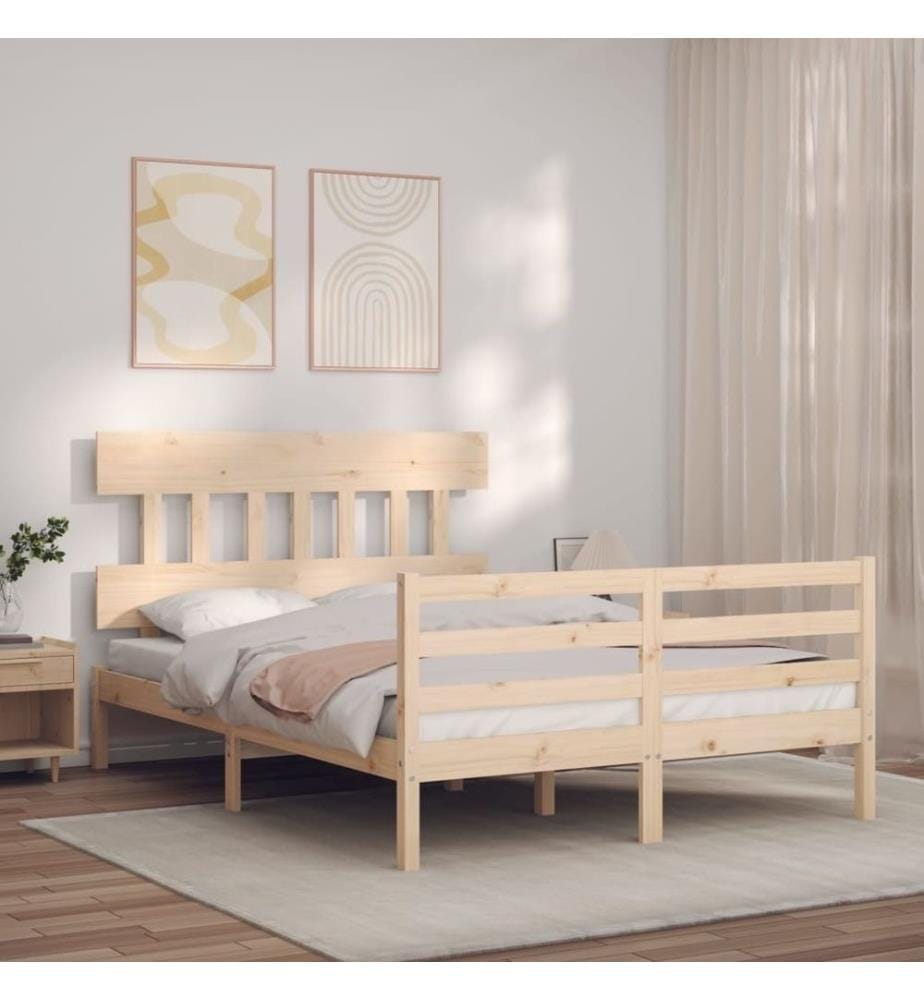 Cadre de lit avec tête de lit 140x190 cm bois massif