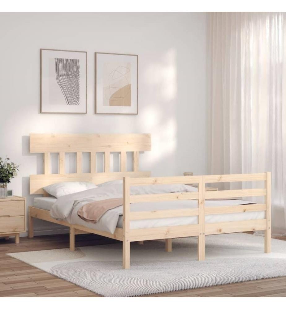 Cadre de lit avec tête de lit 140x190 cm bois massif