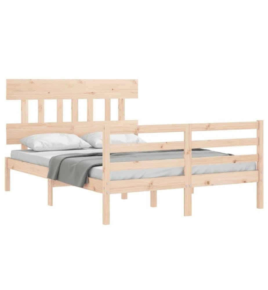 Cadre de lit avec tête de lit 140x190 cm bois massif