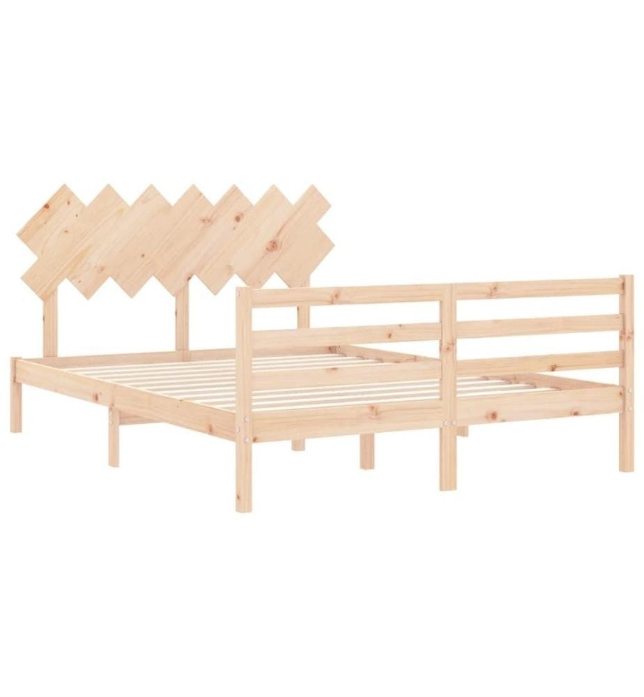 Cadre de lit avec tête de lit 140x190 cm bois massif