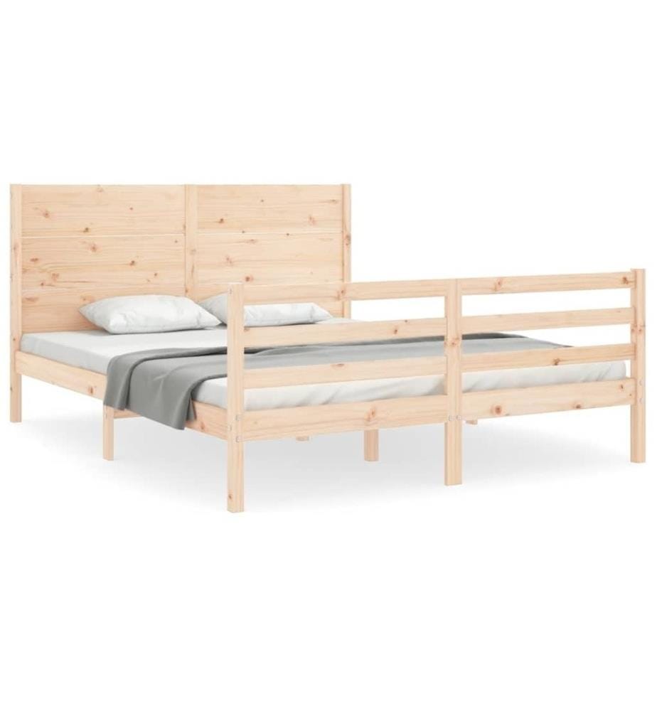 Cadre de lit avec tête de lit 160x200 cm bois massif