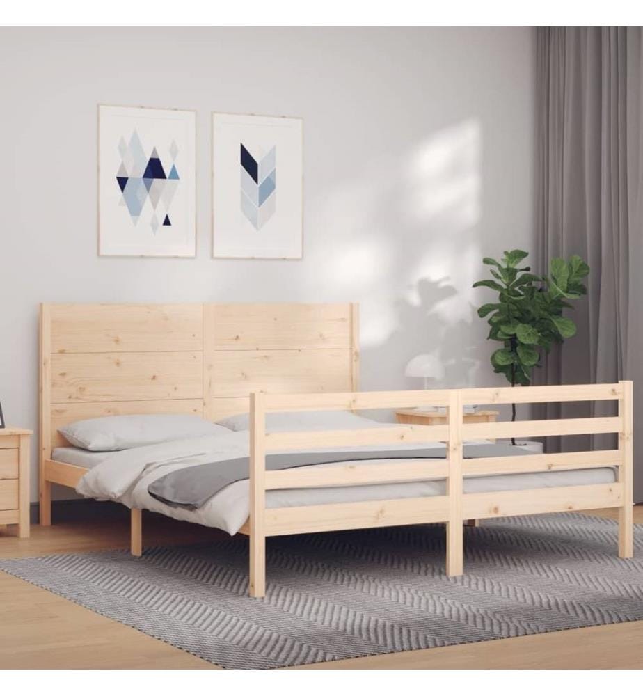 Cadre de lit avec tête de lit 160x200 cm bois massif