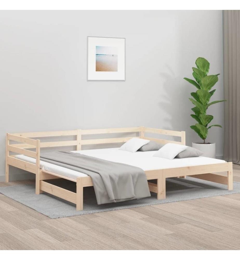 Lit de jour avec lit gigogne 90x190 cm bois de pin massif