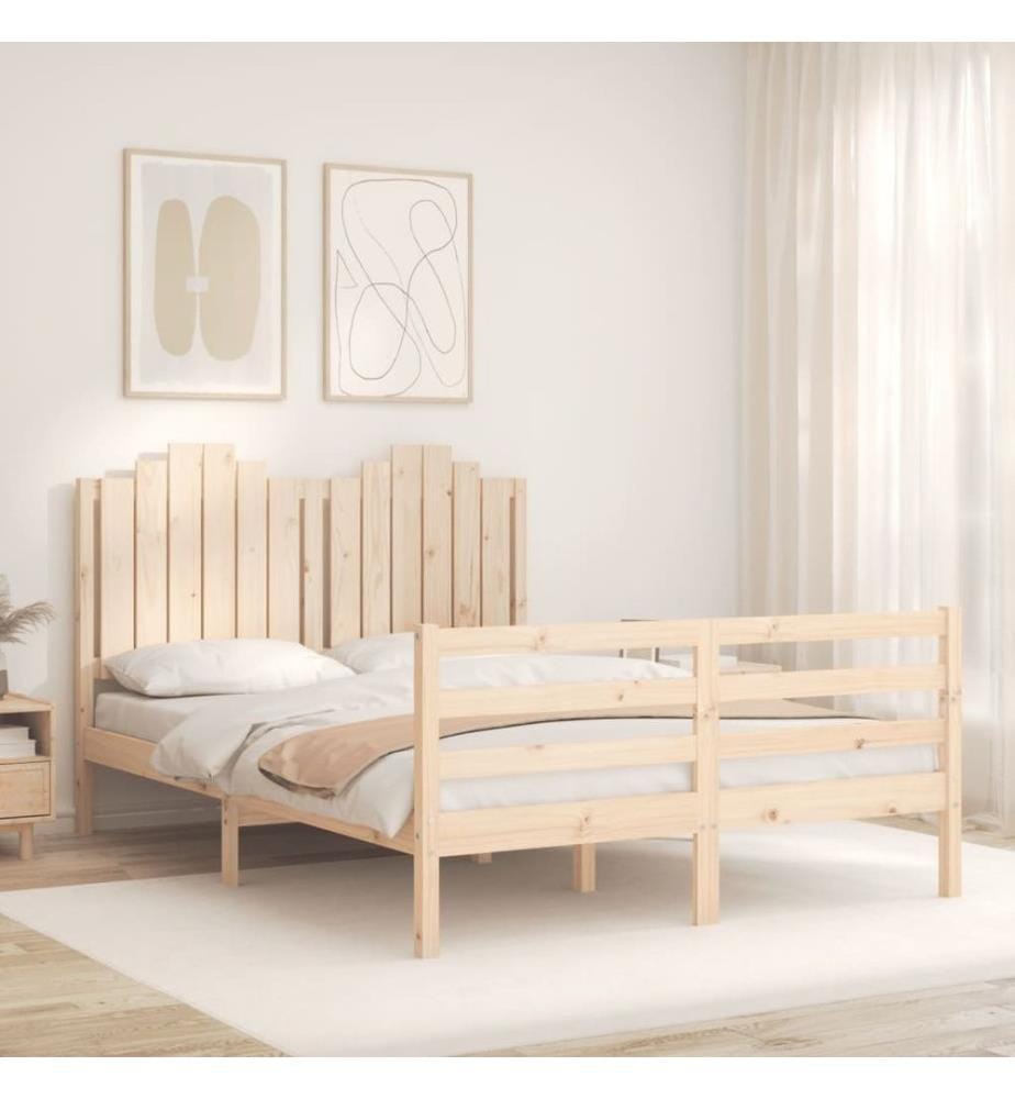 Cadre de lit avec tête de lit 140x190 cm bois massif