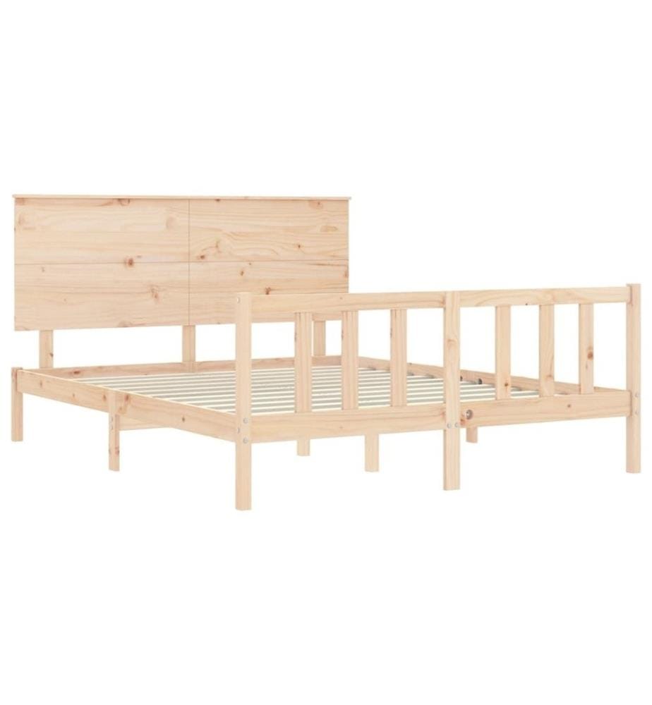 Cadre de lit avec tête de lit king size bois massif