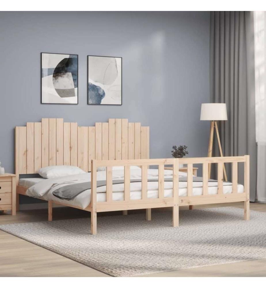 Cadre de lit avec tête de lit 180x200 cm bois massif