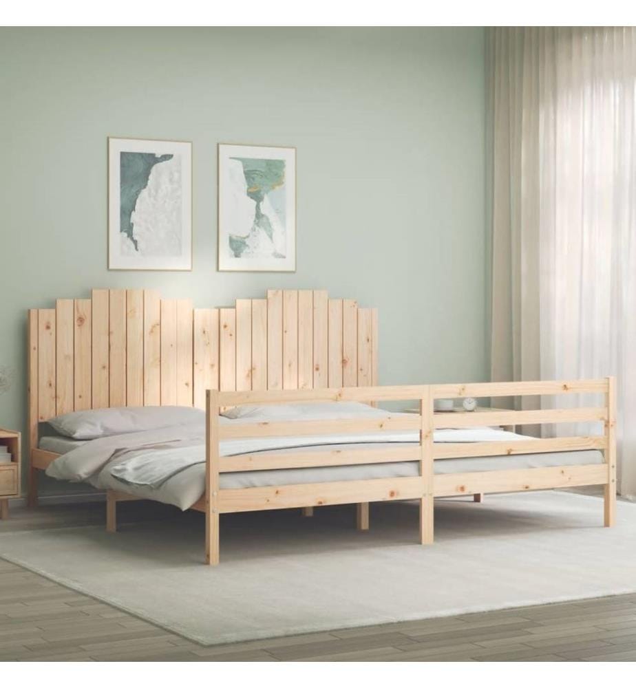 Cadre de lit avec tête de lit 200x200 cm bois massif
