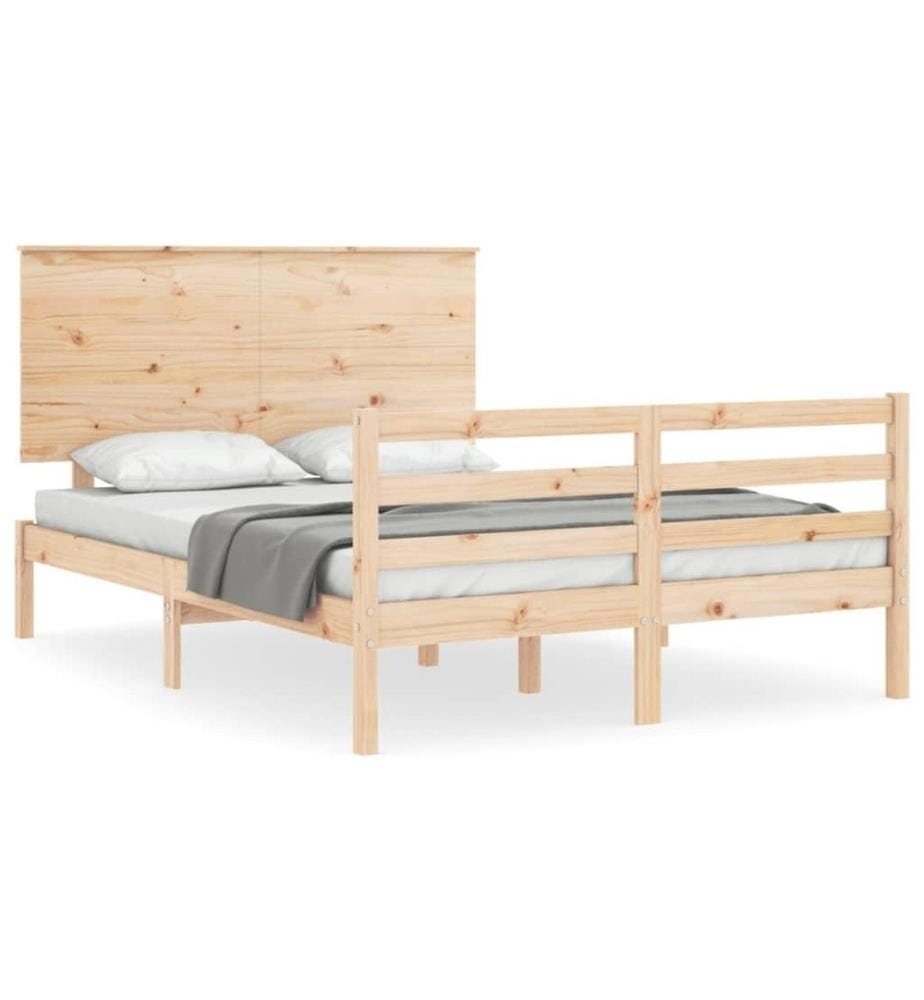 Cadre de lit avec tête de lit 140x190 cm bois massif