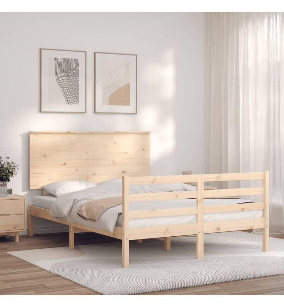 Cadre de lit avec tête de lit 140x190 cm bois massif