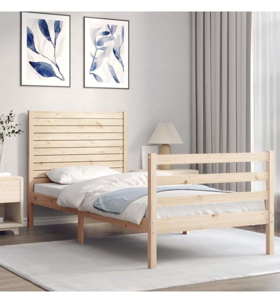 Cadre de lit et tête de lit 100x200 cm bois massif