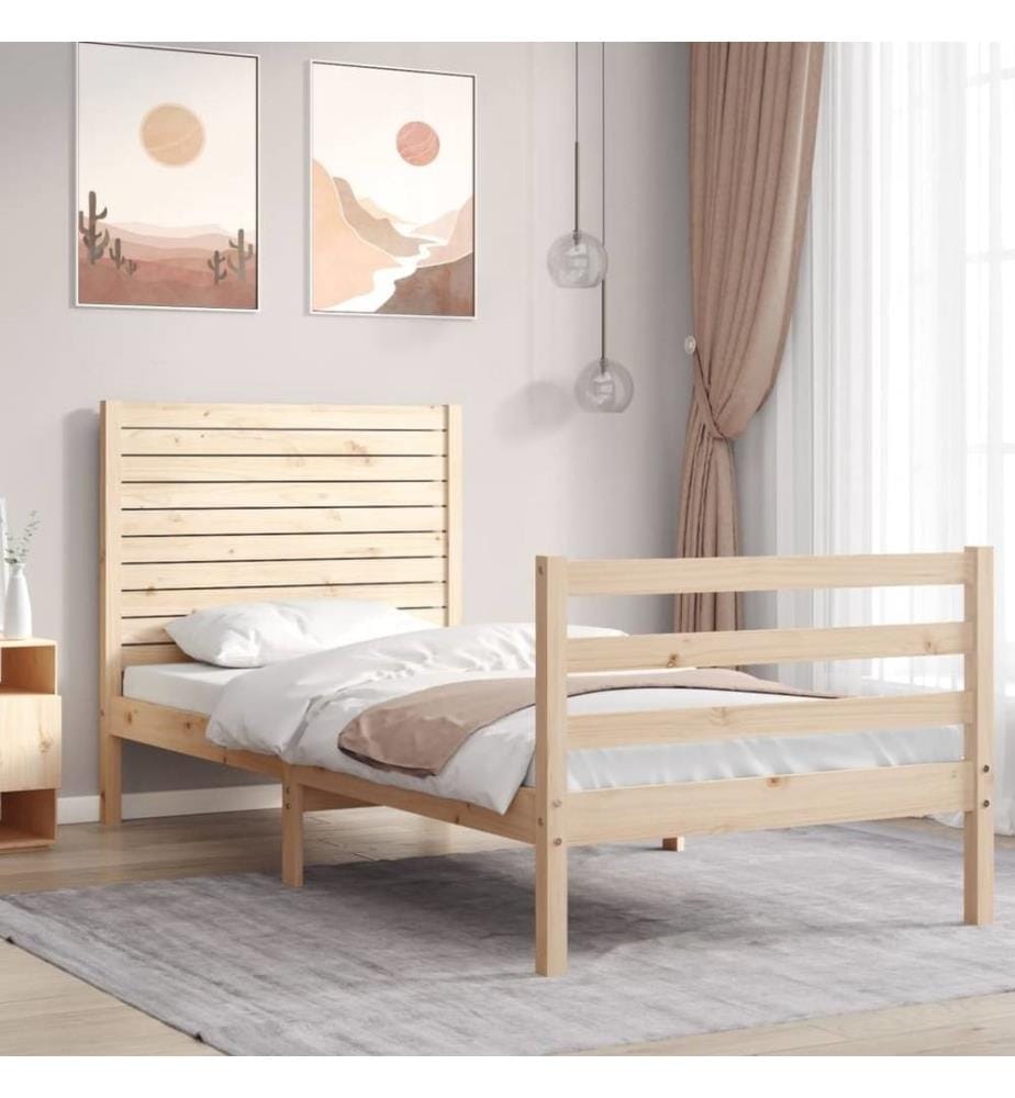 Cadre de lit et tête de lit 100x200 cm bois massif