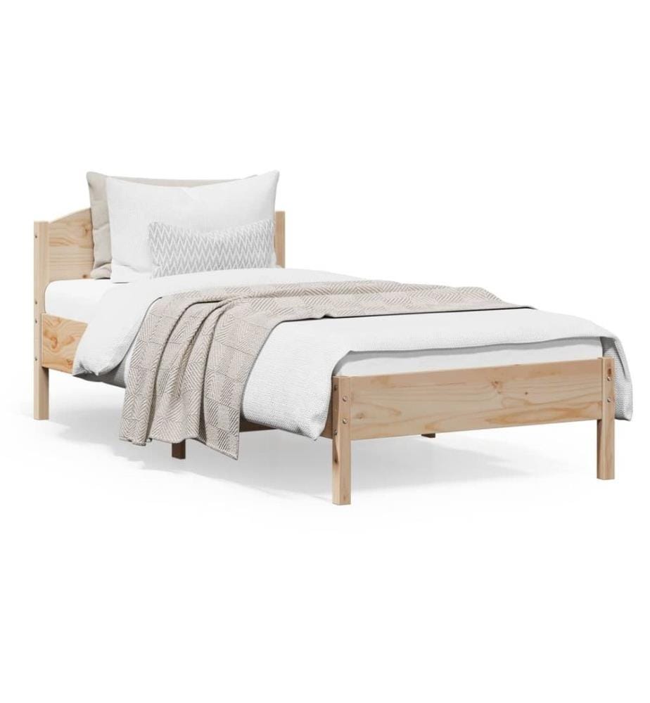 Cadre de lit avec tête de lit 90x200 cm bois de pin massif