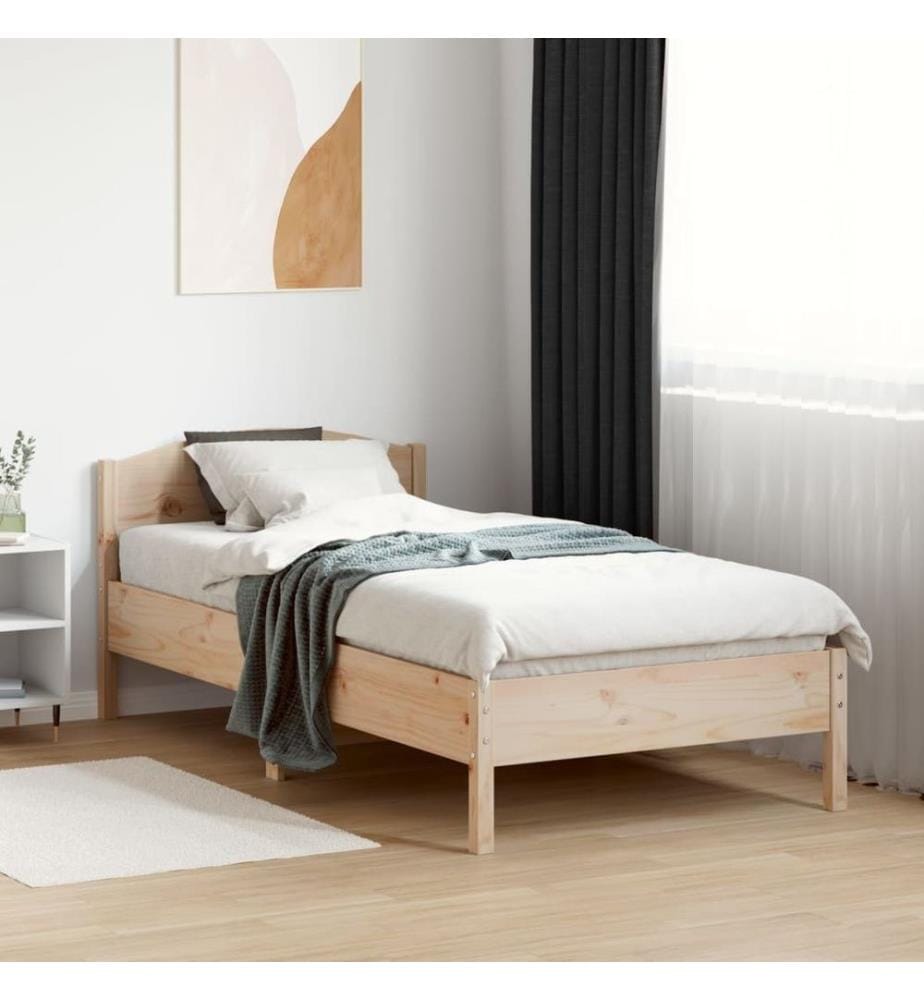 Cadre de lit avec tête de lit 75x190 cm bois de pin massif