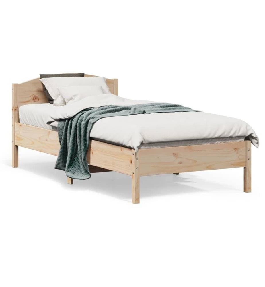 Cadre de lit avec tête de lit 90x190 cm bois de pin massif