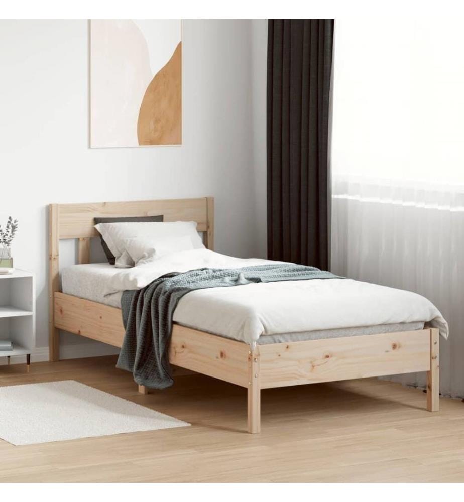 Cadre de lit avec tête de lit 90x190 cm bois de pin massif