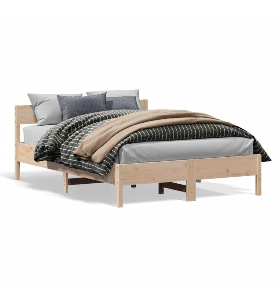 Cadre de lit avec tête de lit 120x190 cm bois de pin massif