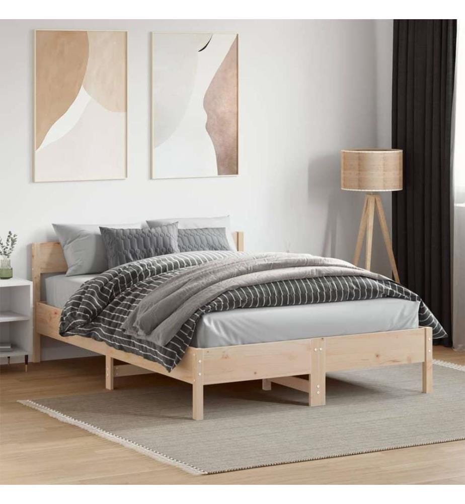 Cadre de lit avec tête de lit 120x190 cm bois de pin massif