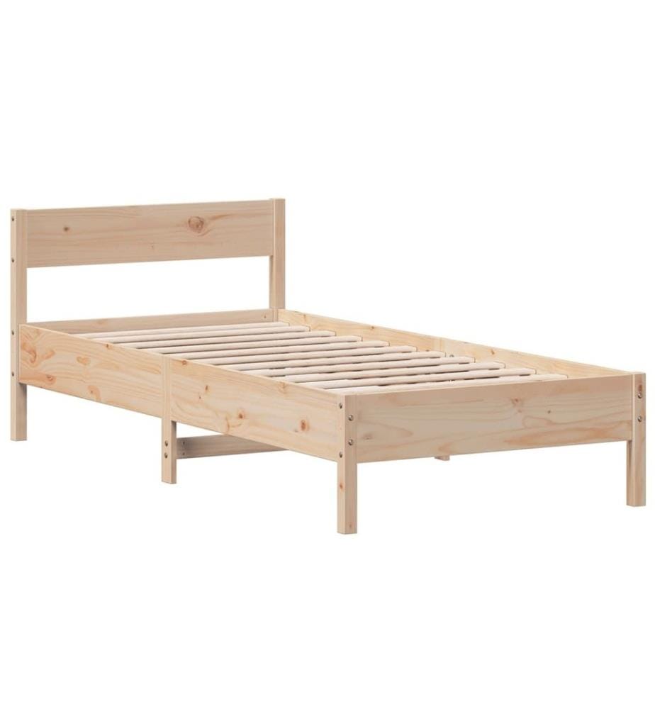 Cadre de lit avec tête de lit 75x190 cm bois de pin massif