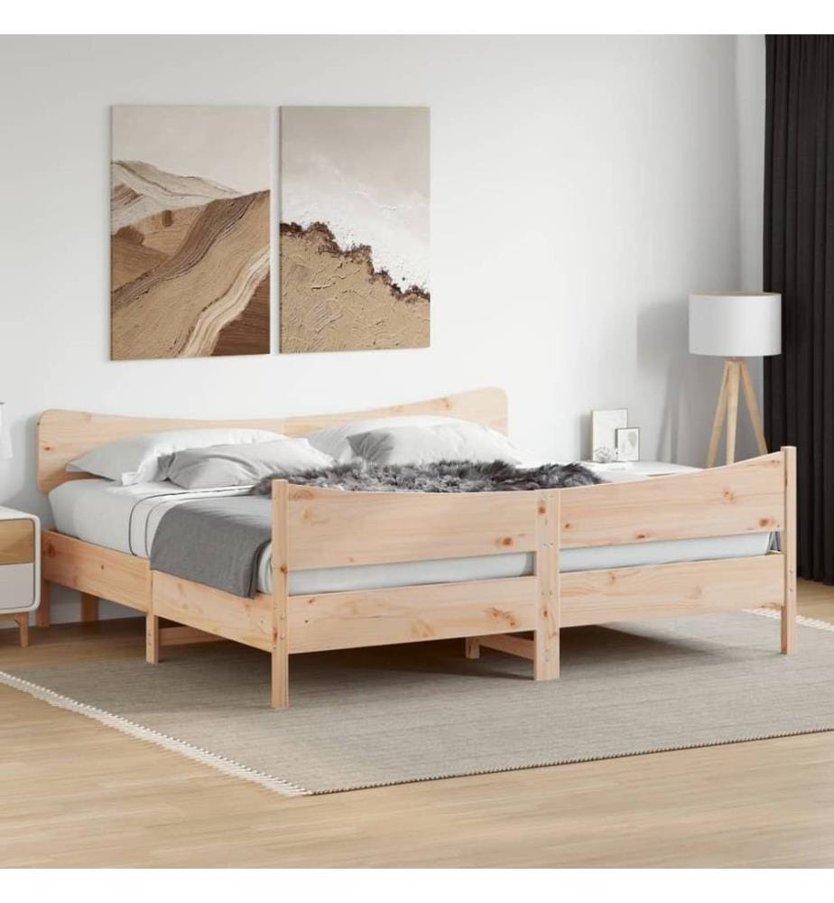 Cadre de lit avec tête de lit 180x200 cm bois de pin massif