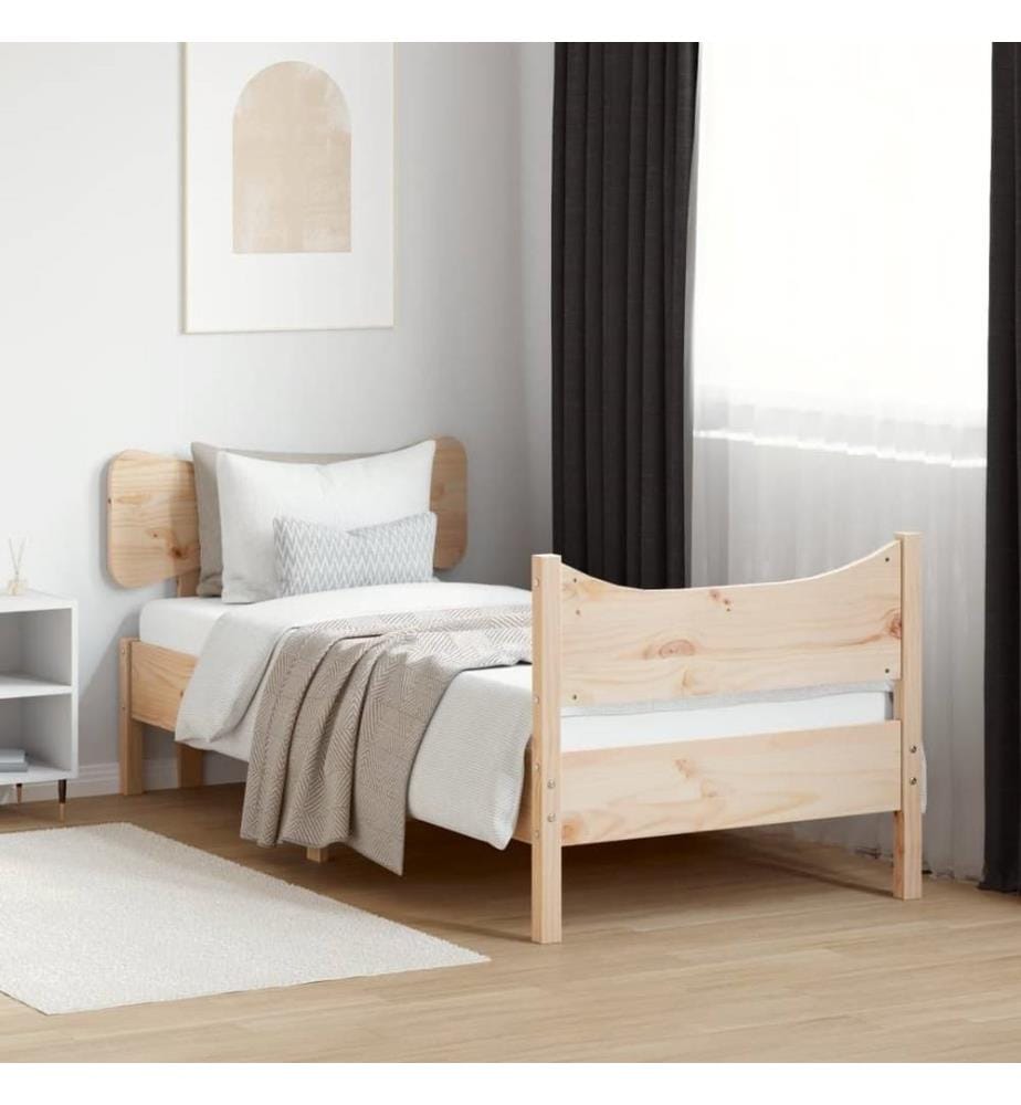 Cadre de lit avec tête de lit 75x190 cm bois de pin massif
