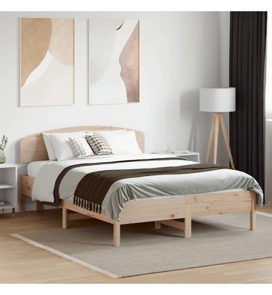 Cadre de lit avec tête de lit 135x190 cm bois de pin massif