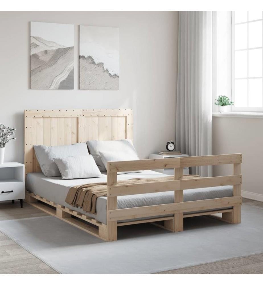 Cadre de lit avec tête de lit 140x200 cm bois de pin massif