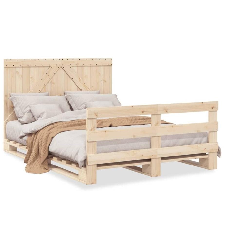 Cadre de lit avec tête de lit 160x200 cm bois de pin massif