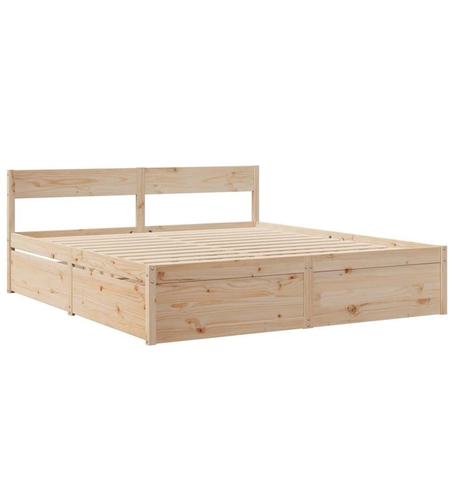 Cadre de lit avec tiroirs 200x200 cm bois massif de pin