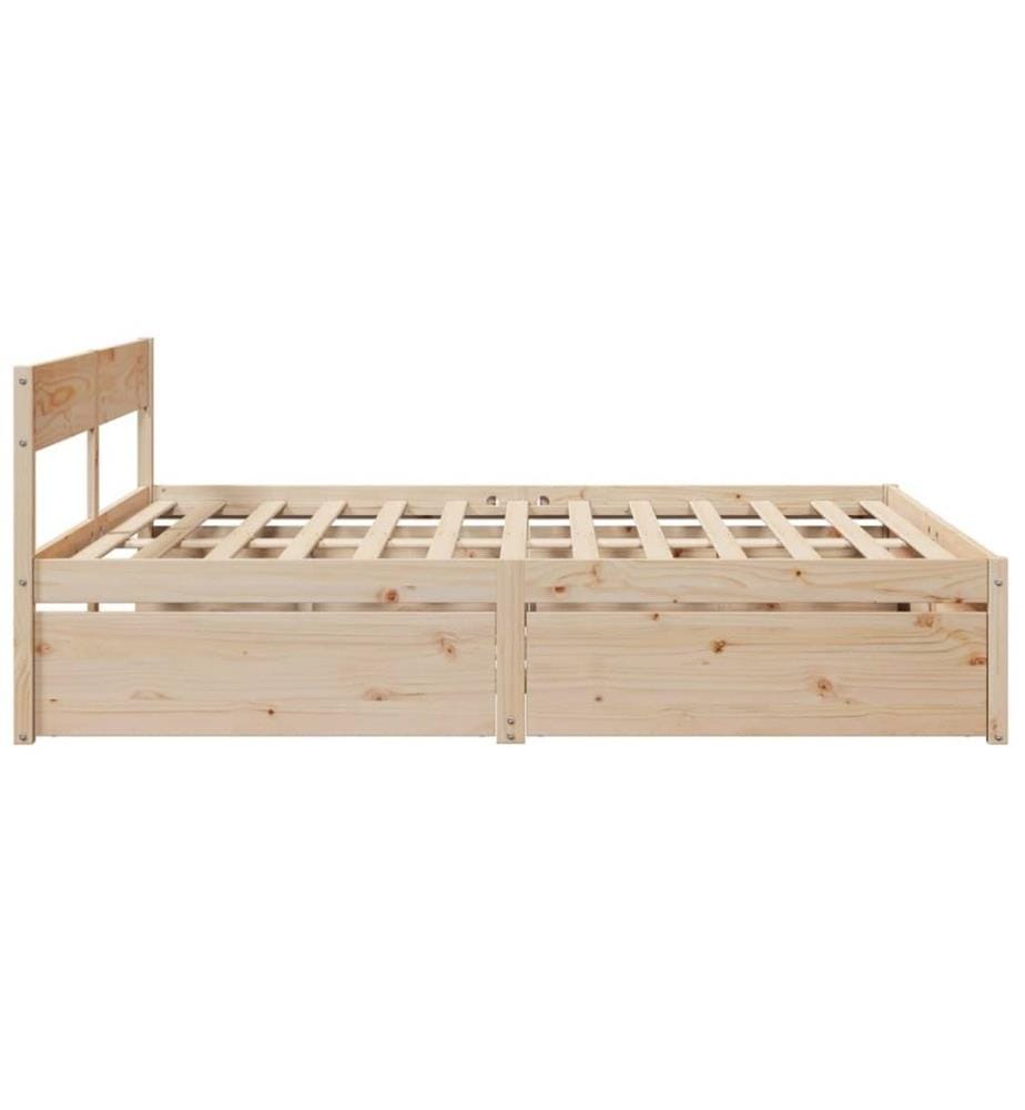 Cadre de lit avec tiroirs 200x200 cm bois massif de pin