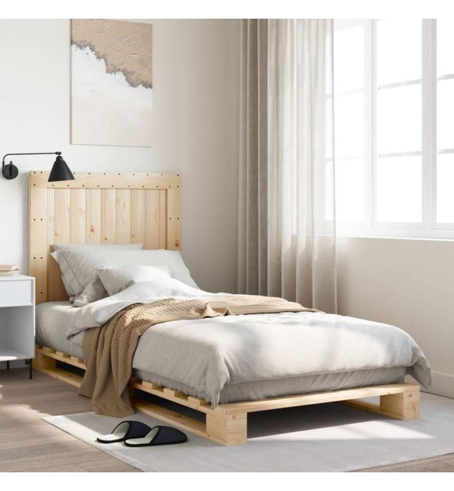 Cadre de lit avec tête de lit 90x200 cm bois de pin massif