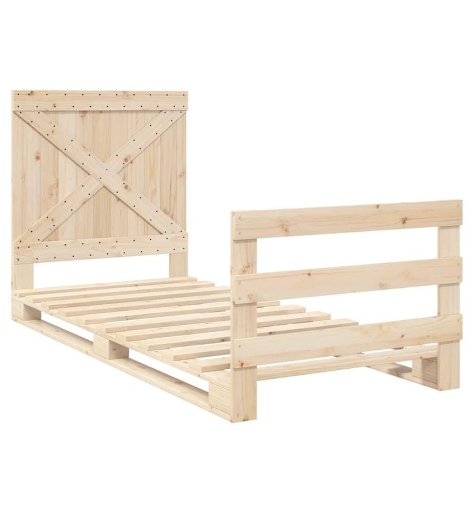 Cadre de lit avec tête de lit 90x200 cm bois de pin massif
