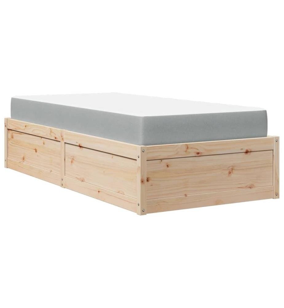 Lit avec matelas 90x200 cm bois massif de pin