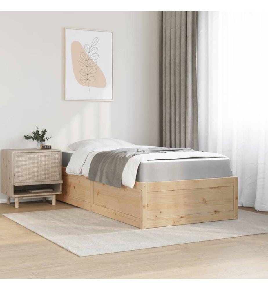 Lit avec matelas 90x200 cm bois massif de pin