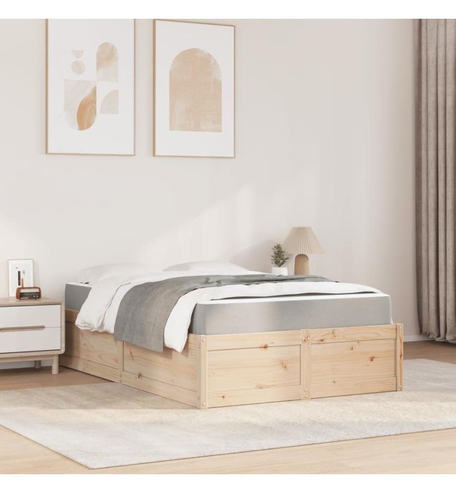 Lit avec matelas 120x190 cm bois massif de pin